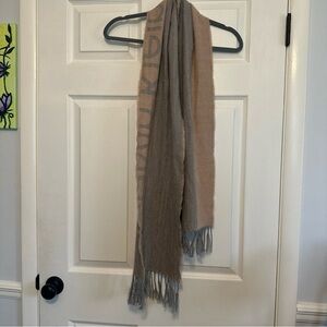 Calvin Klein Two-Tone Taupe and Gray Fringe Scarf